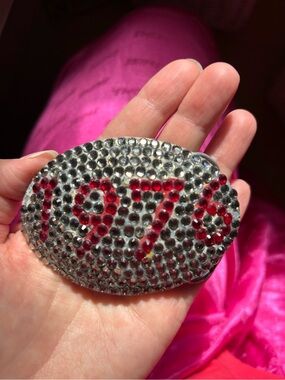 Vintage 1976 Rhinestone Oval Belt Buckle